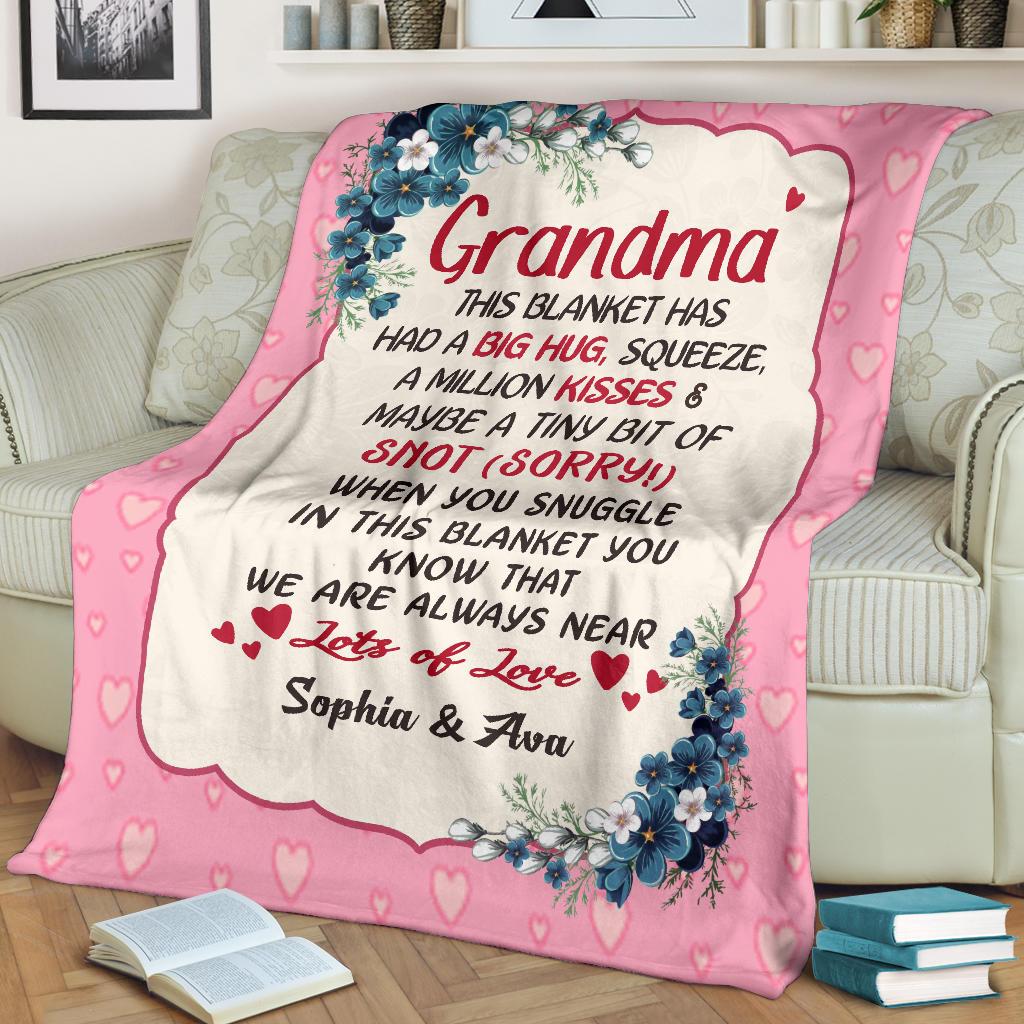 Personalized Grandma Nana Papa Quoted Blanket With GrandKinds Kids Nam Bgf