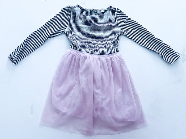 Crewcuts striped Dress w/pink tulle (size 4/5)