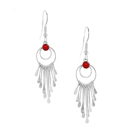 Genuine Red Coral Earrings, 925 Sterling Silver, Native American USA Handmade, Nickle Free, French Hook