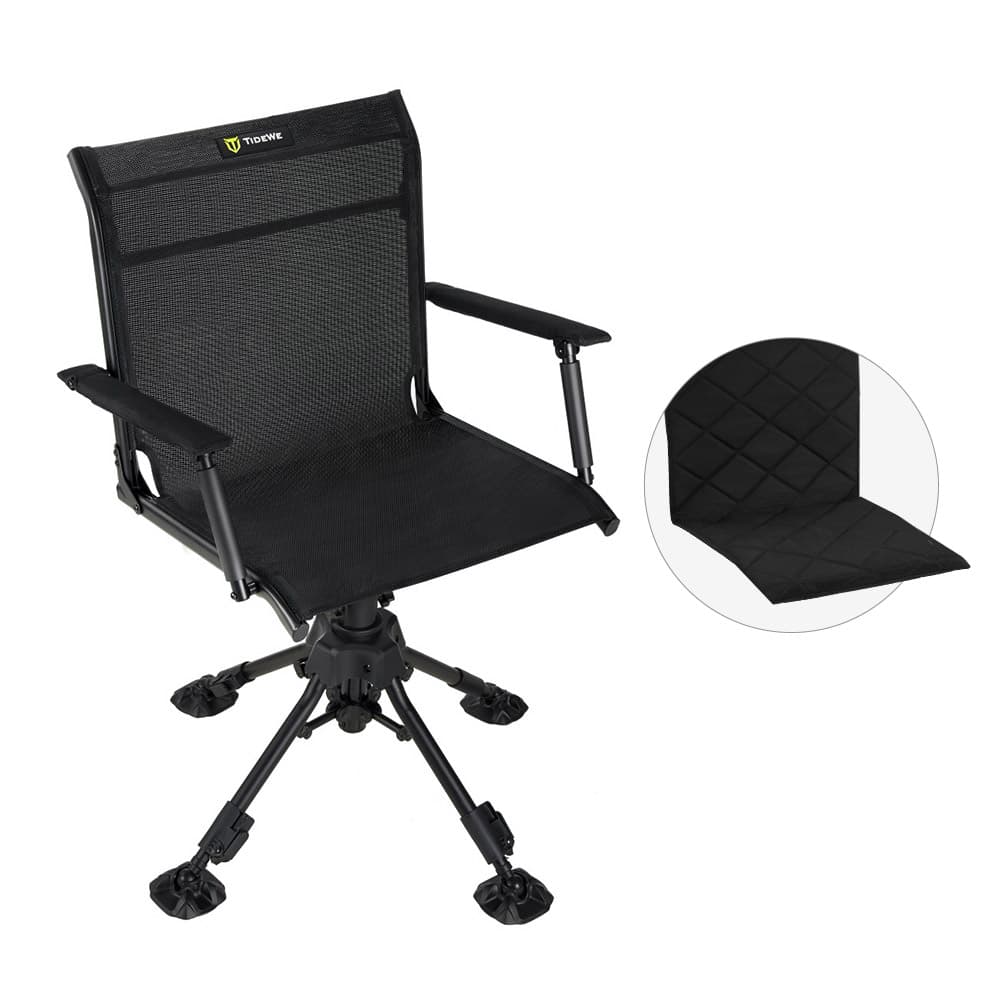 TideWe Hunting Chair Adjustable Height 360 Swivel Blind Chair With Armrests