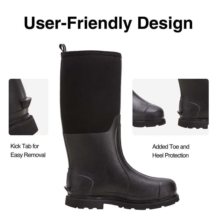 TIDEWE Rubber Work Boots for Men with Steel Shank, Waterproof Hunting ...