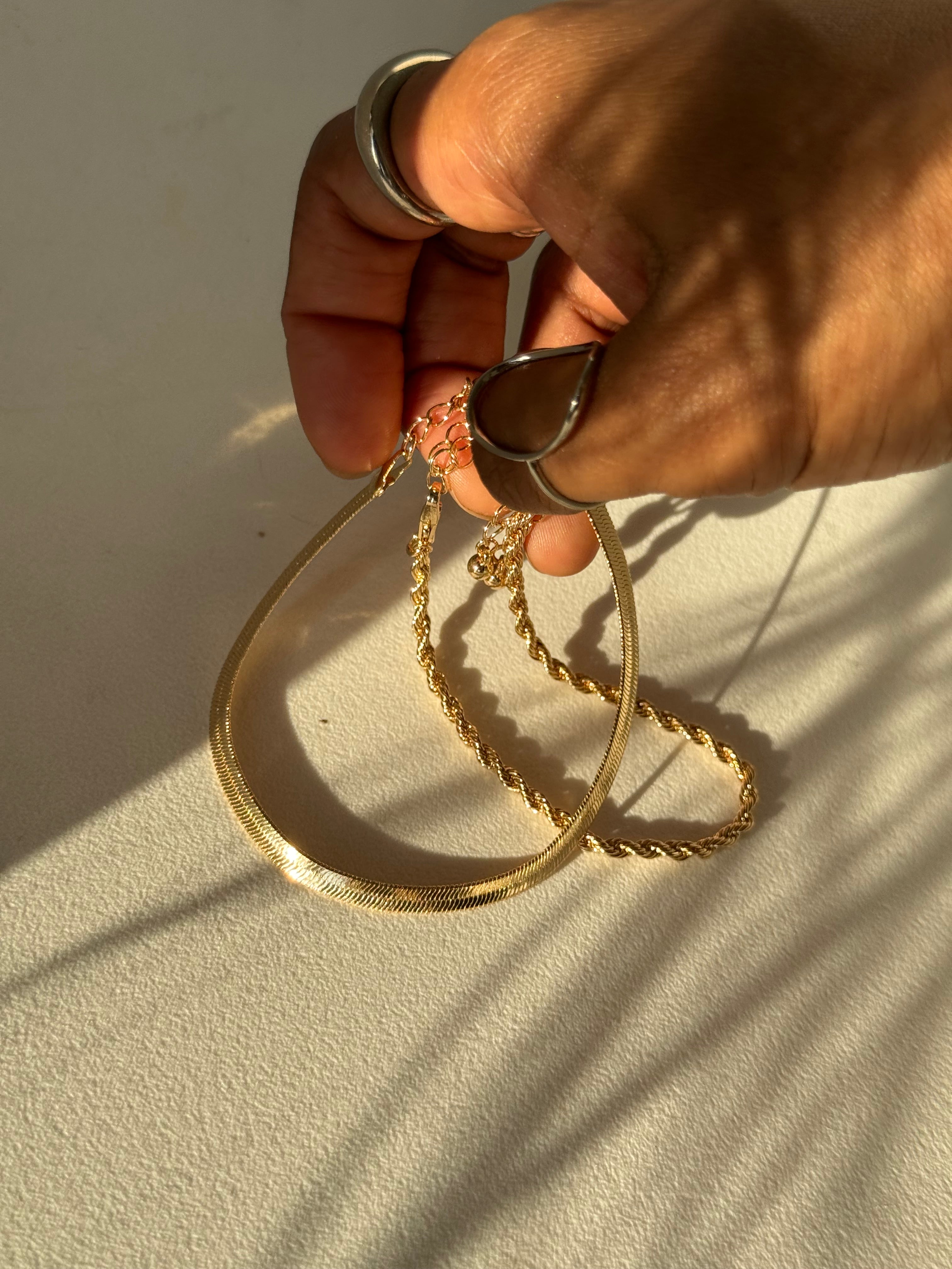 Robin Rope & Snake Chain Bracelet Set In Gold