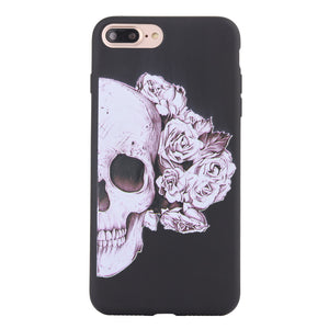Fashion Gothic Rose Flower Skull Matte Soft Ultrathin TPU Case Phone Case Shell for iPhone 7 Plus