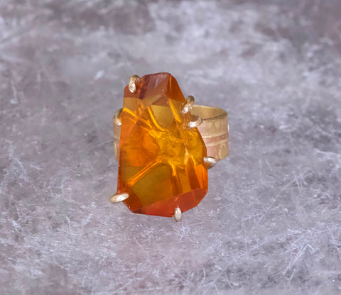 Citrine Ring With Gold Band
