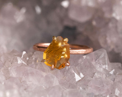 Citrine Ring with Rose Gold Band