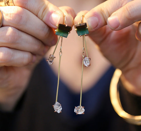 Herkimer diamonds day to night earrings