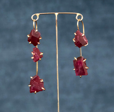 Ruby hook earrings