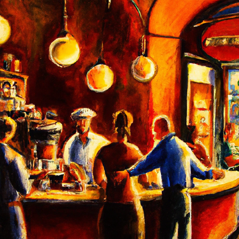 Busy Cafe Oil Painting