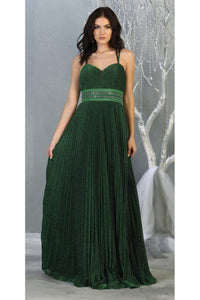 Prom Pleated Designer Long Dress And Plus Size - HUNTER GREEN / 4