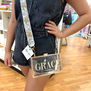 Clear Gold Acrylic Clutch - HighlandSide Interiors, Gifts and Monogramming