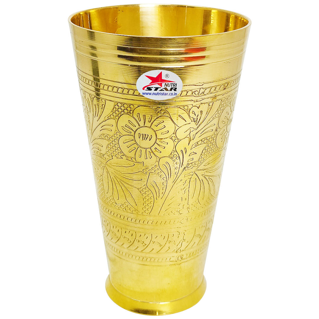 Pure Brass Golden Lined Glass,glasses,unique Glass Set,lassi Serving Glass,brass  Handicraft Designer Glass Tumbler for Drinking & Gifting 