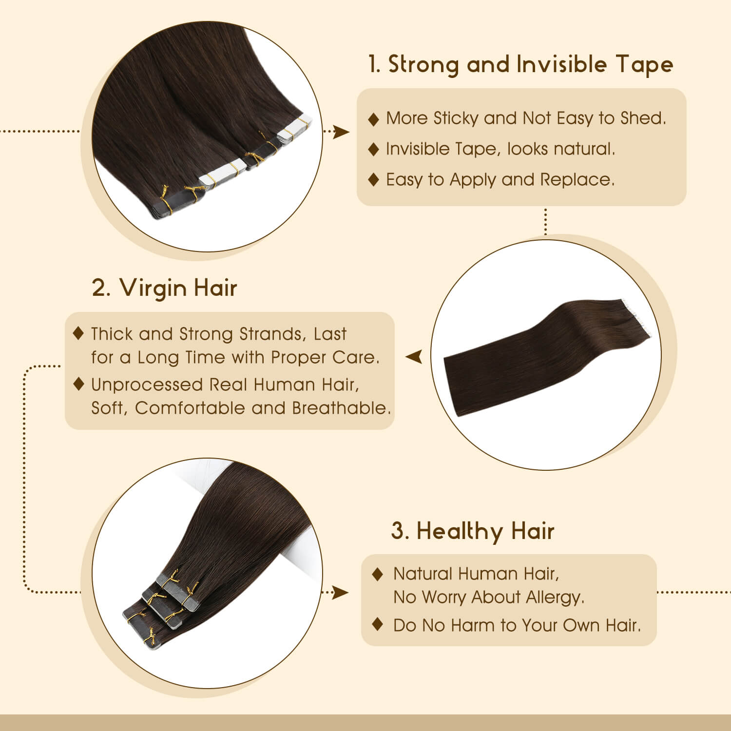 Brown Hair Extensions Virgin Tape in Hair Extensions