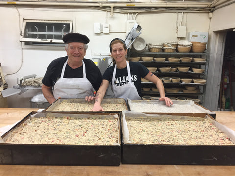 Tracey and Ennio Muzzolini making Christies Bakery'sfruitcake