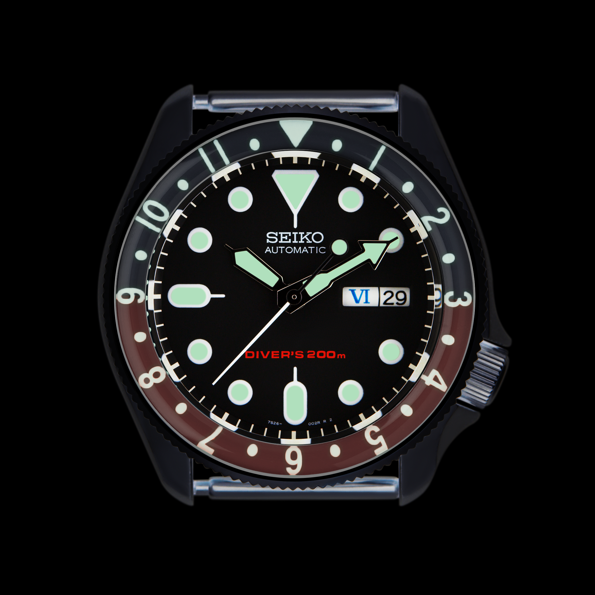 SKX007/SRPD Lumed Glass Bezel Insert: Vintage Dual Time Style Pepsi |  namokiMODS