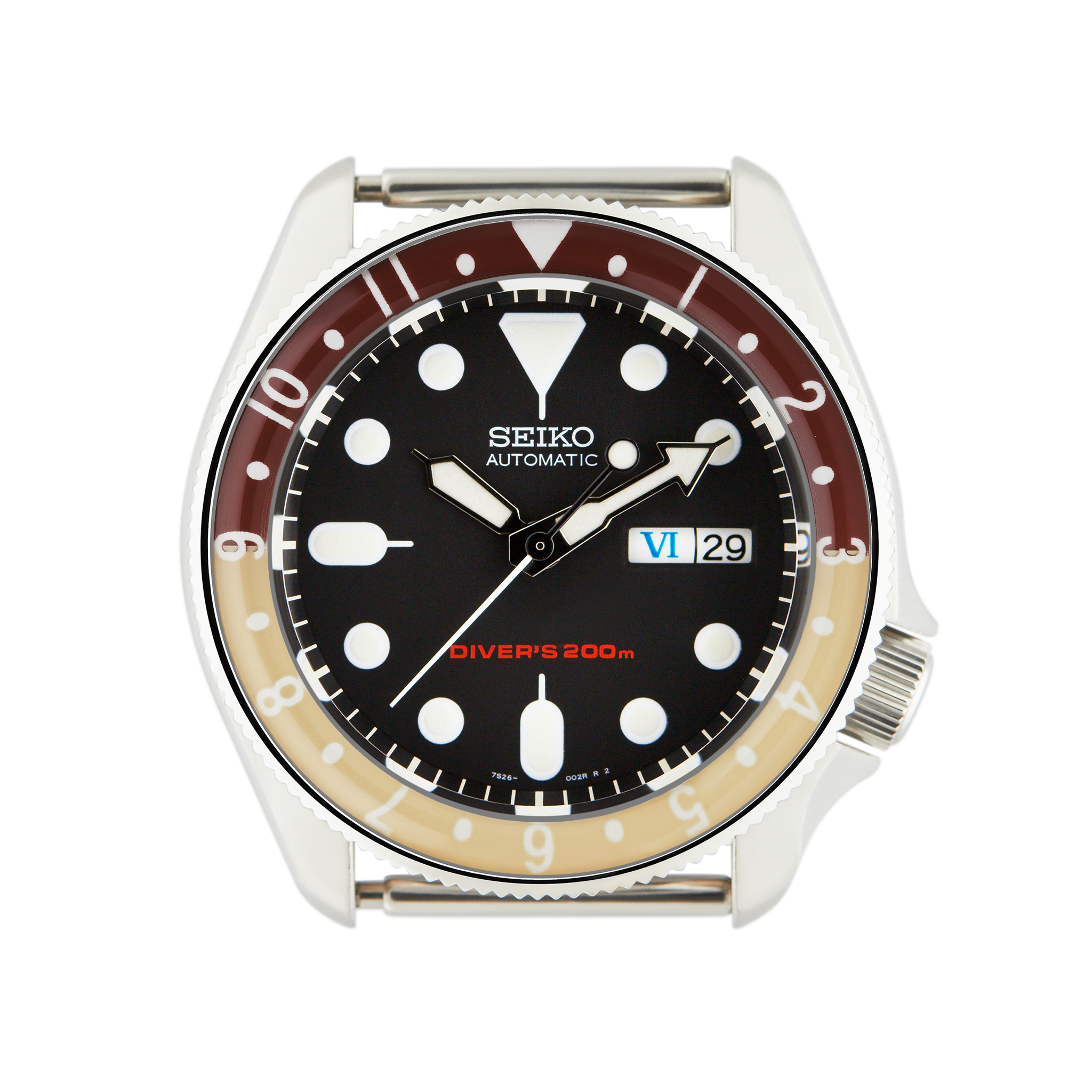 SKX007/SRPD Lumed Glass Bezel Insert: Vintage Dual Time Style Root Beer |  namokiMODS