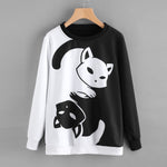 Womens Cat Printing Long Sleeve Sweatshirt Pullover Tops Blouse