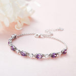 Women's Bracelets Purple Wedding Bridal Crystal Bracelets Jewelry Gifts for Her