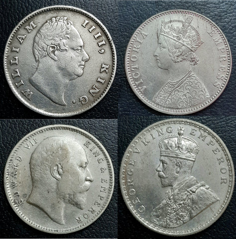 British India, Silver, Rupee, William, Victoria, Edward, George