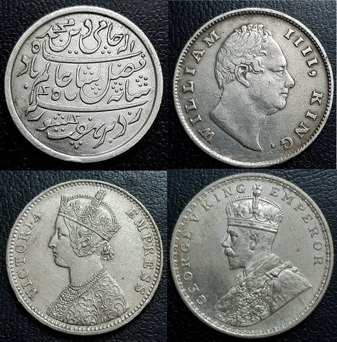 Silver Rupees of Madras Presidency, William IIII, Victoria and George V