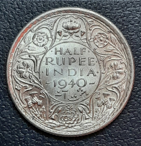 Silver, Coin, India, Half Rupee, George VI