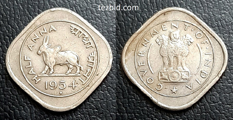 Half Anna, Republic, 1950, Coin, Old, India