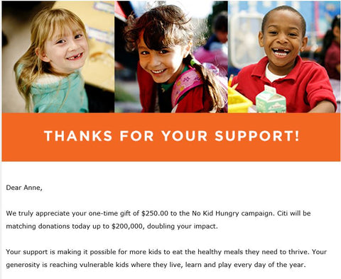 Donation to No Kid Hungry for Giving Tuesday