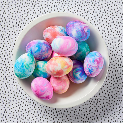 Shaving Cream Dyed Easter Eggs