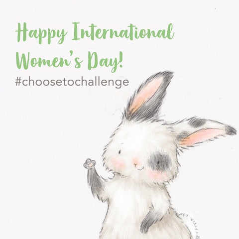 International Women's Day Choose to Challenge Pose with Bunny