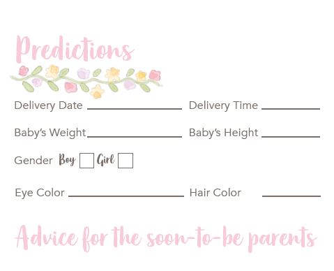 Baby Shower Predictions Game