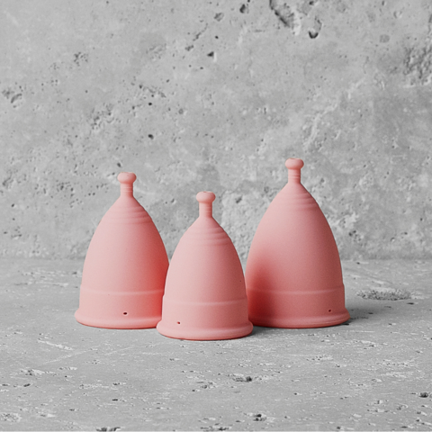 different sizes of period cups