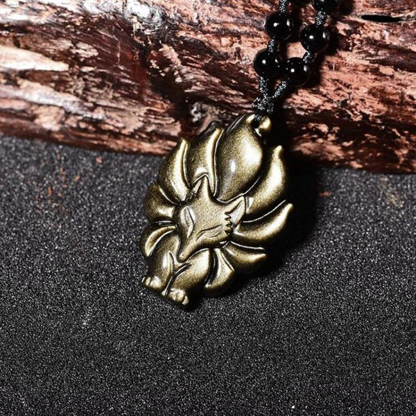 Kyūbi No Kitsune Nine-Tailed Fox Obsidian Necklace – Wyvern's Hoard