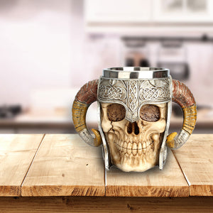 Viking Warrior Horned Skull Tankard