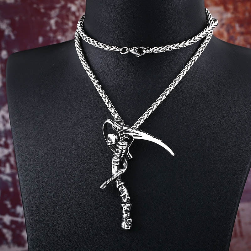 The Reaper's Bone Scythe Necklace