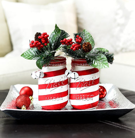 Candy Cane Mason Jar DIY