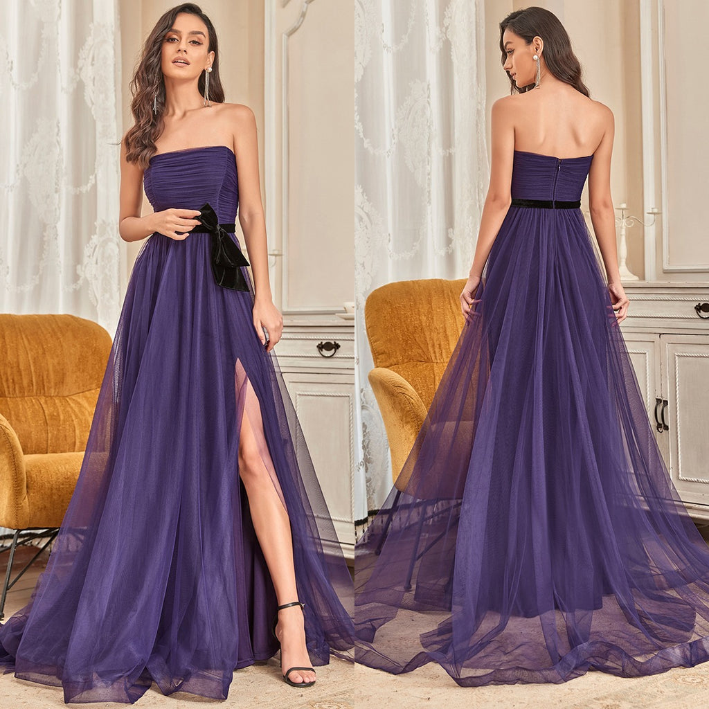 dark purple prom dress