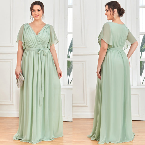 a-line sage green bridesmaid dress