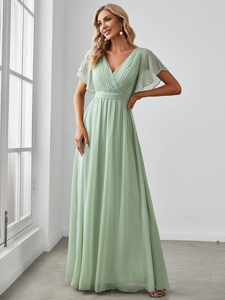 Best Pleated Tie Waist Bridesmaid Dress in sage