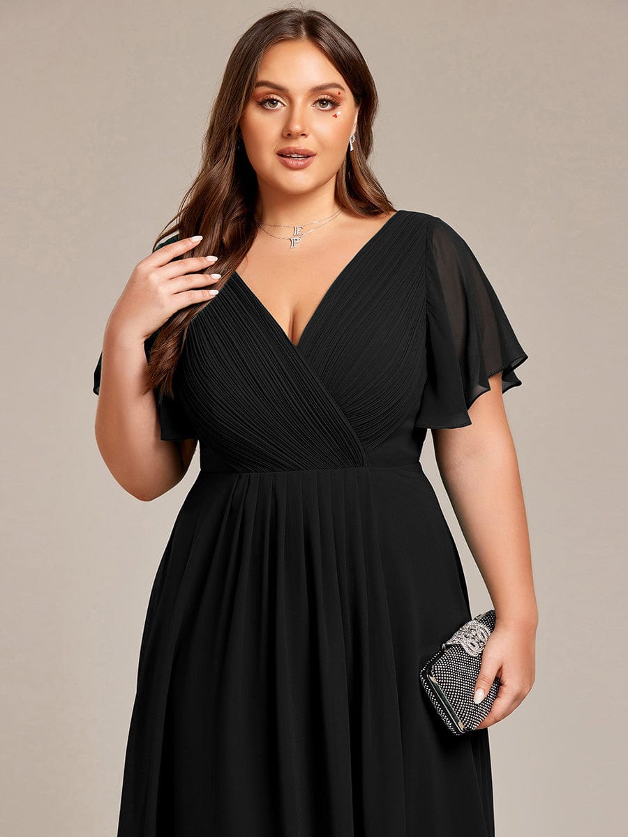 Chic V Neck High-Low Wedding Guest Dress