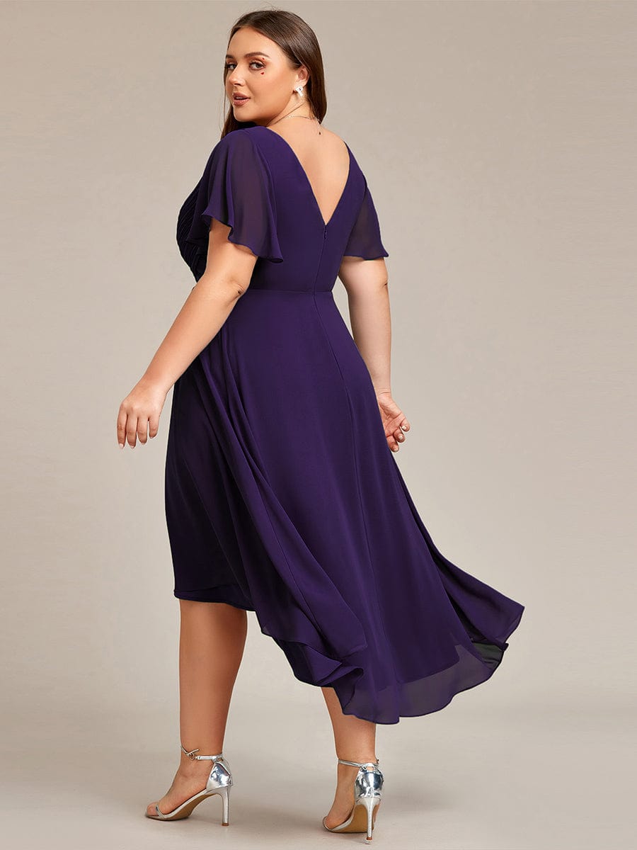 Chic V Neck High-Low Wedding Guest Dress