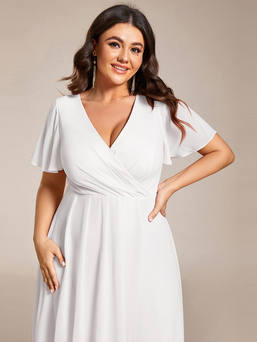 Custom Size Chiffon Elegance Short Sleeve High-Low Wedding Guest Dress