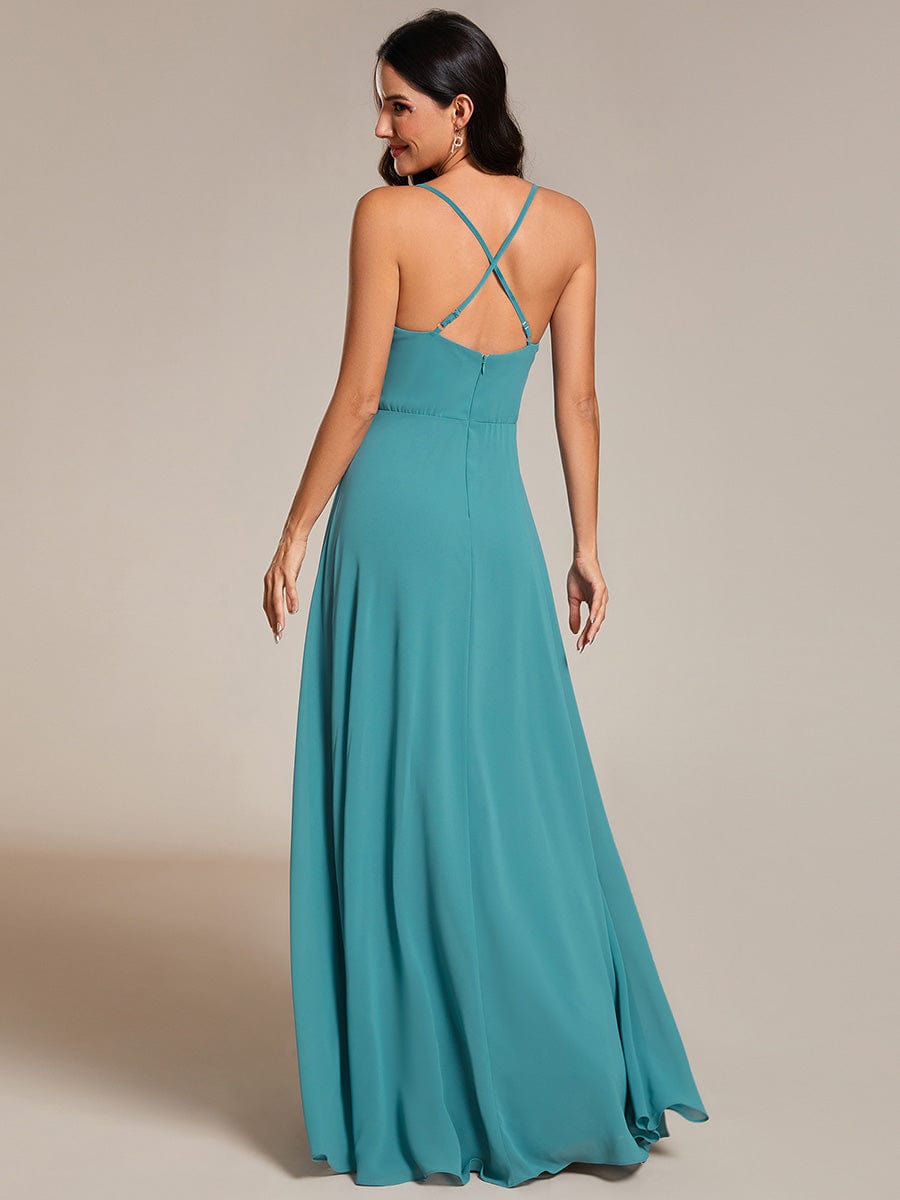 Custom Size Adjustable Spaghetti Strap Chiffon A-Line Bridesmaid Dresses