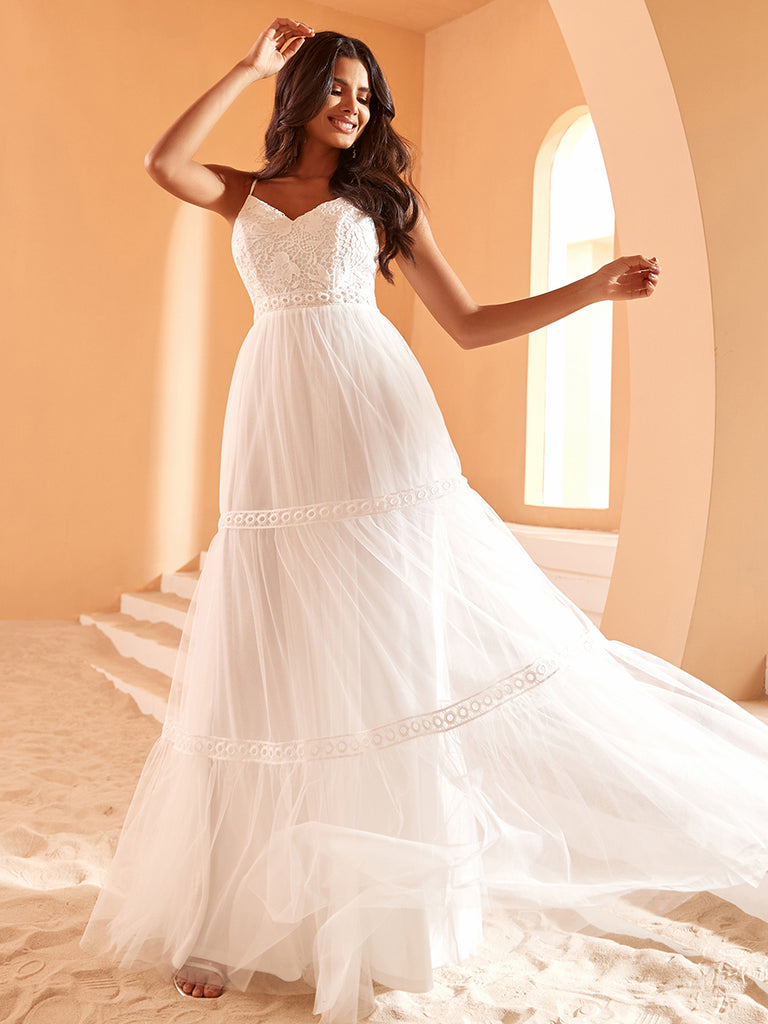 Lace A-Line Maxi Wedding Dress