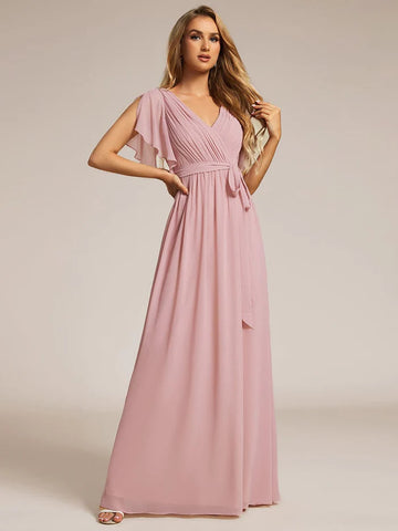 Dusty Rose Mock-wrap Pullover Dress