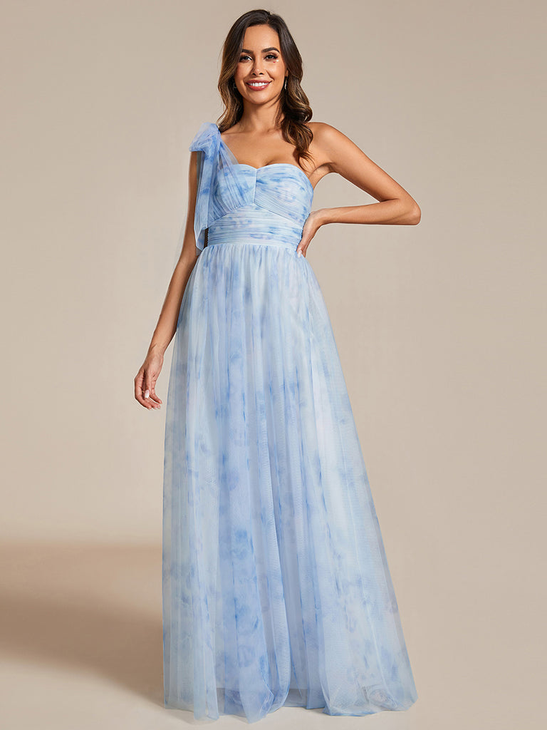 Multiway floral bridesmaid dress in ice blue