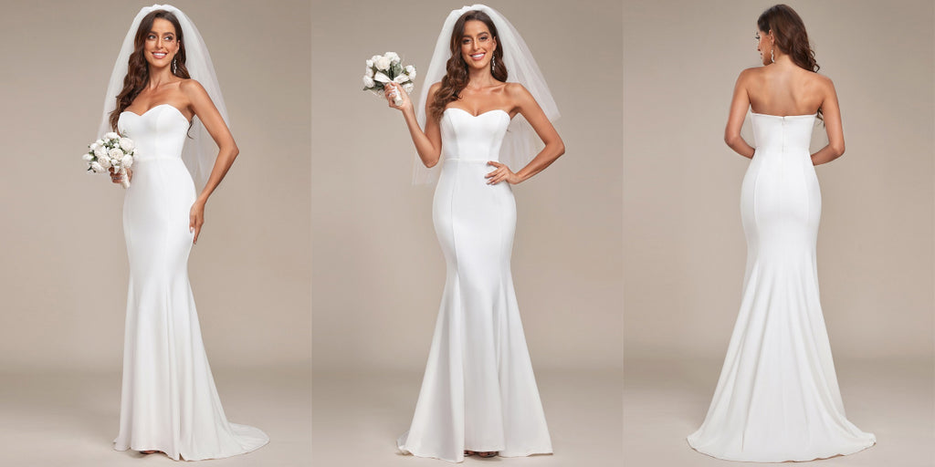 Simple Strapless Sweetheart Mermaid Wedding Dress