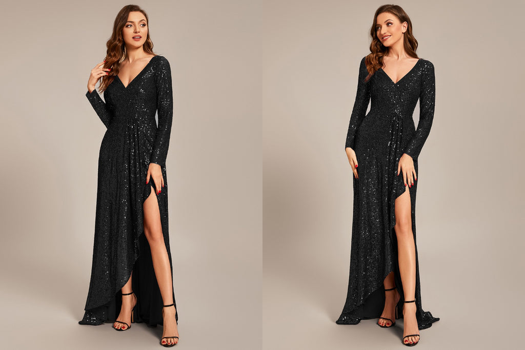 allover sequin high low dress