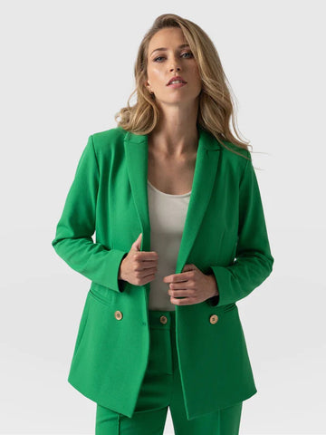 an emerald green blazer