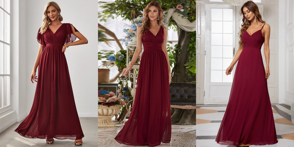 chiffon burgundy bridesmaid dresses