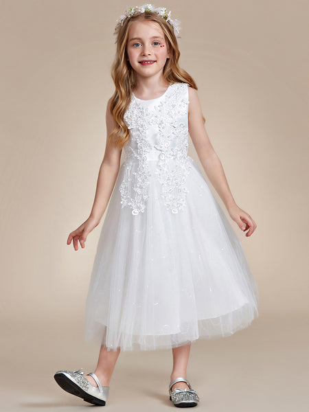 Baby Bridesmaid Dress with Floral Lace Overlay