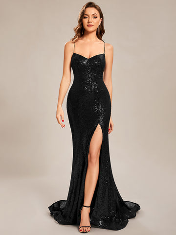 Custom Size Front Slit Sequin Gown